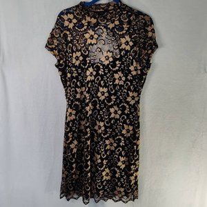 No Boundaries Black and Gold Lace Dress